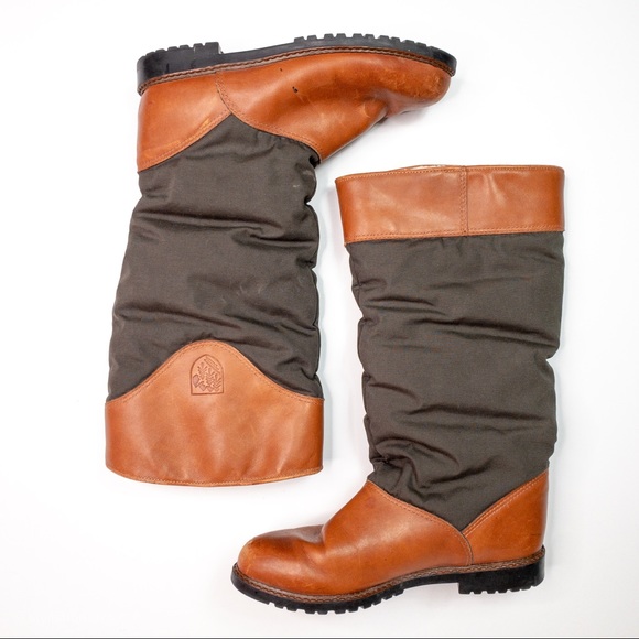 Eddie Bauer Vintage Defroster Boots Brown Green - Picture 2 of 6